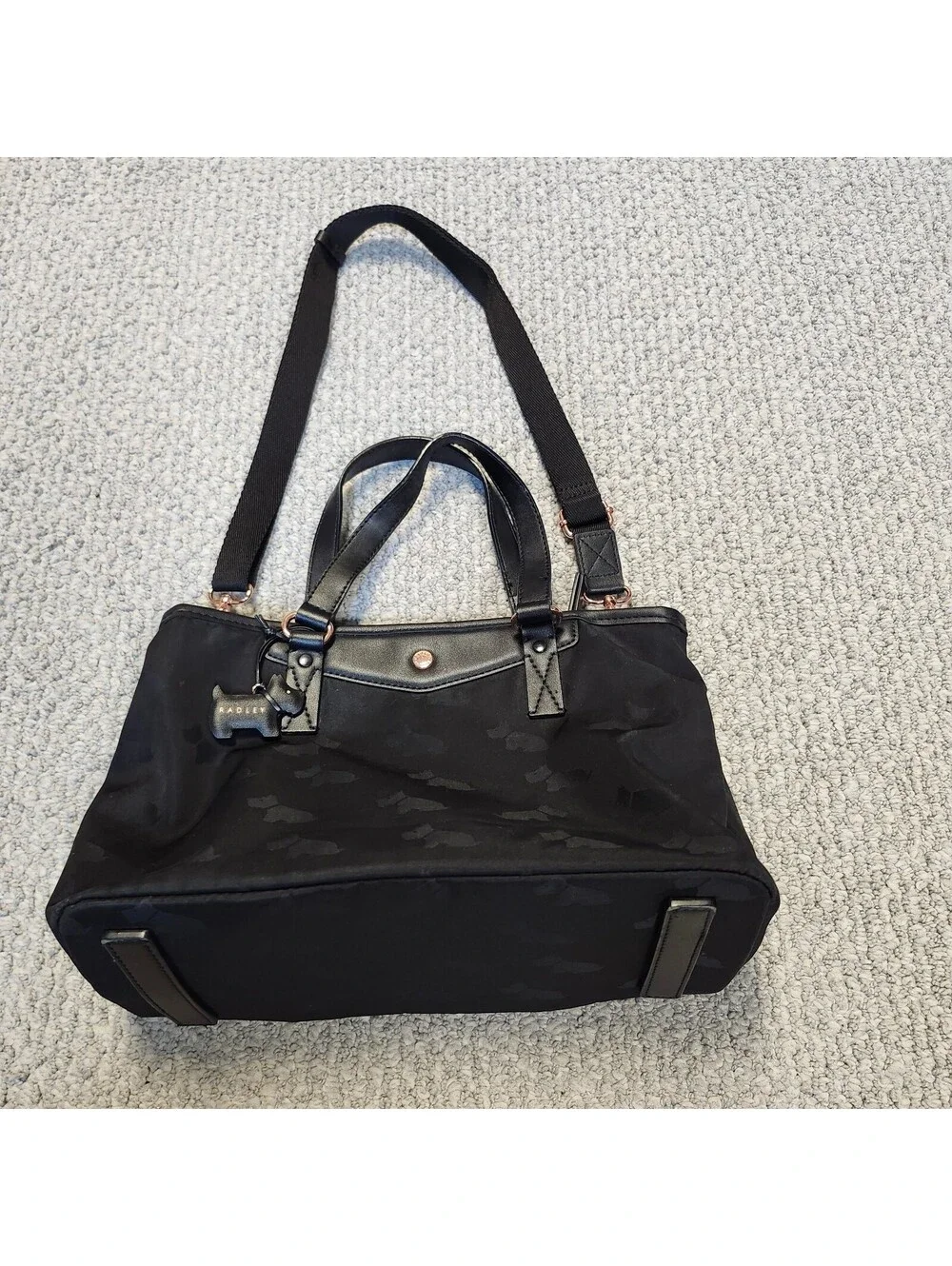 Radley London Black Tote Shoulder Bag with Dog Charm